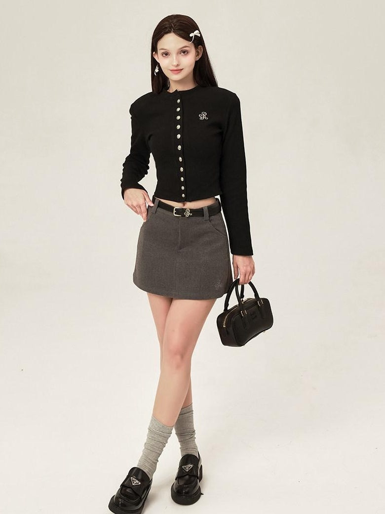 ikyou Stretch Cotton Blend Slim Fit Button 3D Applique Casual Women Knit Cardigans