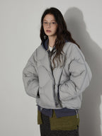 Lofi choose Ultra Warm 90 Percent White Duck Down Loose Commuter Wavy Zip Down Jackets