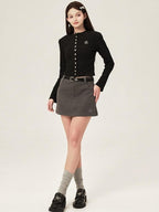 ikyou Soft Cotton Slim Fit Buttoned 3D Embellished Casual Women Knit Letter Cardigans