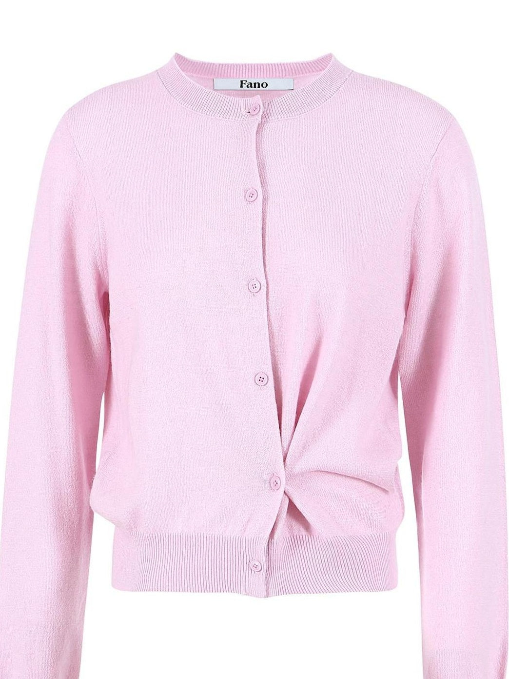 fano Durable Pure Sheep Wool Slouchy Crew Neck Buttoned Pink Knit Women Cardigans