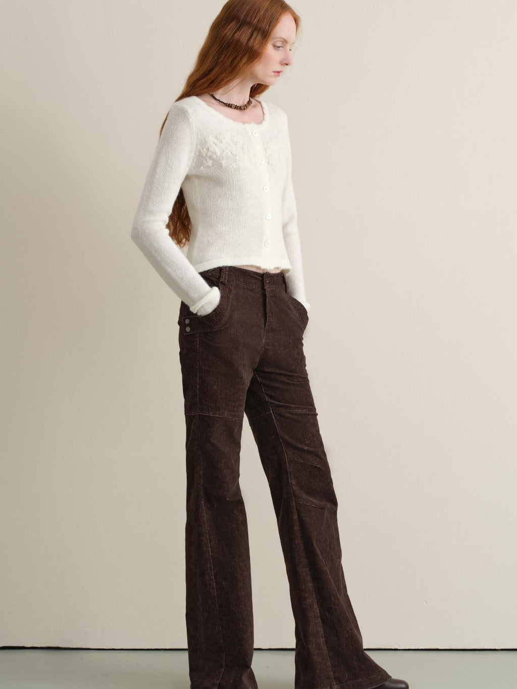 someonesometimes Hand Crochet Wool Floral Scallop Edge Casual Crewneck Button Women Cardigans