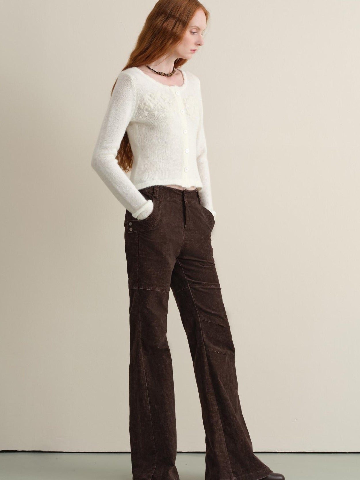 someonesometimes Hand Crochet Wool Floral Scallop Edge Casual Crewneck Button Women Cardigans
