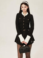 ikyou Warm Cotton Slim Embroidered Pocket Office Long Sleeve Button Solid Blouses