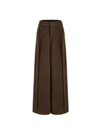 unspoken High Waist Pocketed Minimalist Office Brown Polyester Blend Wide Leg Pants