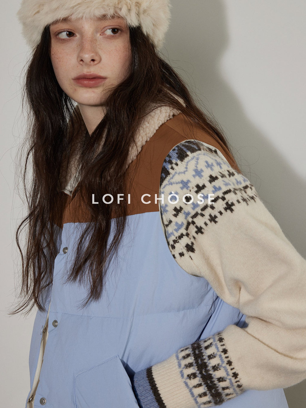 Lofi choose 90% White Duck Down Thick Patchwork Colorblock Commuter Women Puffer Vests