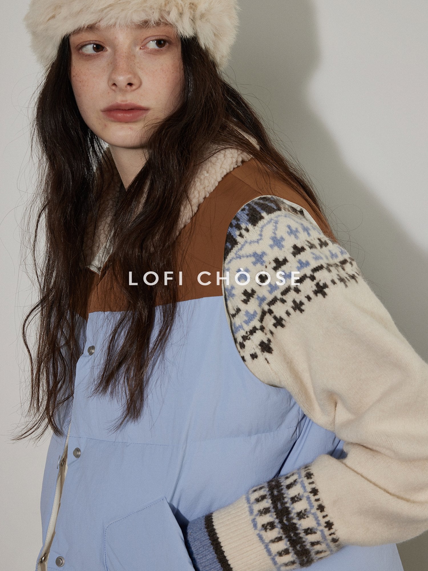 Lofi choose 90% White Duck Down Thick Patchwork Colorblock Commuter Women Puffer Vests