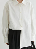 fano Breathable 100 Percent Cotton Button Stand Collar Straight Minimal Women Shirts