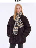 fano Warm Reversible Printed Casual Lapel Regular Fit Young Women Puffer Jackets