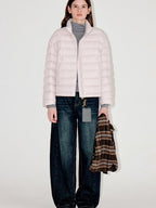 fano Warm 90 Percent Duck Down Straight Commuter Short Pink Fur Collar Down Jackets