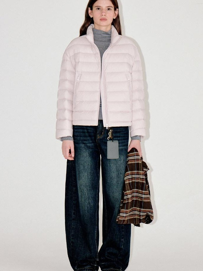 fano Warm 90 Percent Duck Down Straight Commuter Short Pink Fur Collar Down Jackets