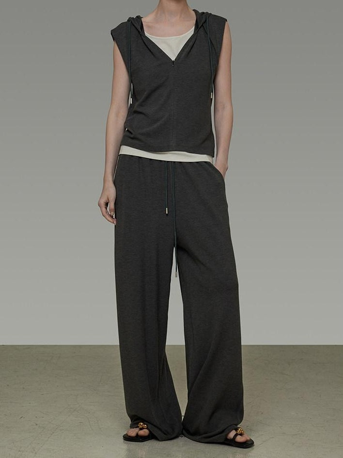 unspoken Soft Viscose Short Sleeve Hooded Casual Long Pants Top & Pants Sets