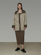 unspoken Pure Cotton Loose Mid Length Single Breasted Women Commuter Khaki Trench Coats
