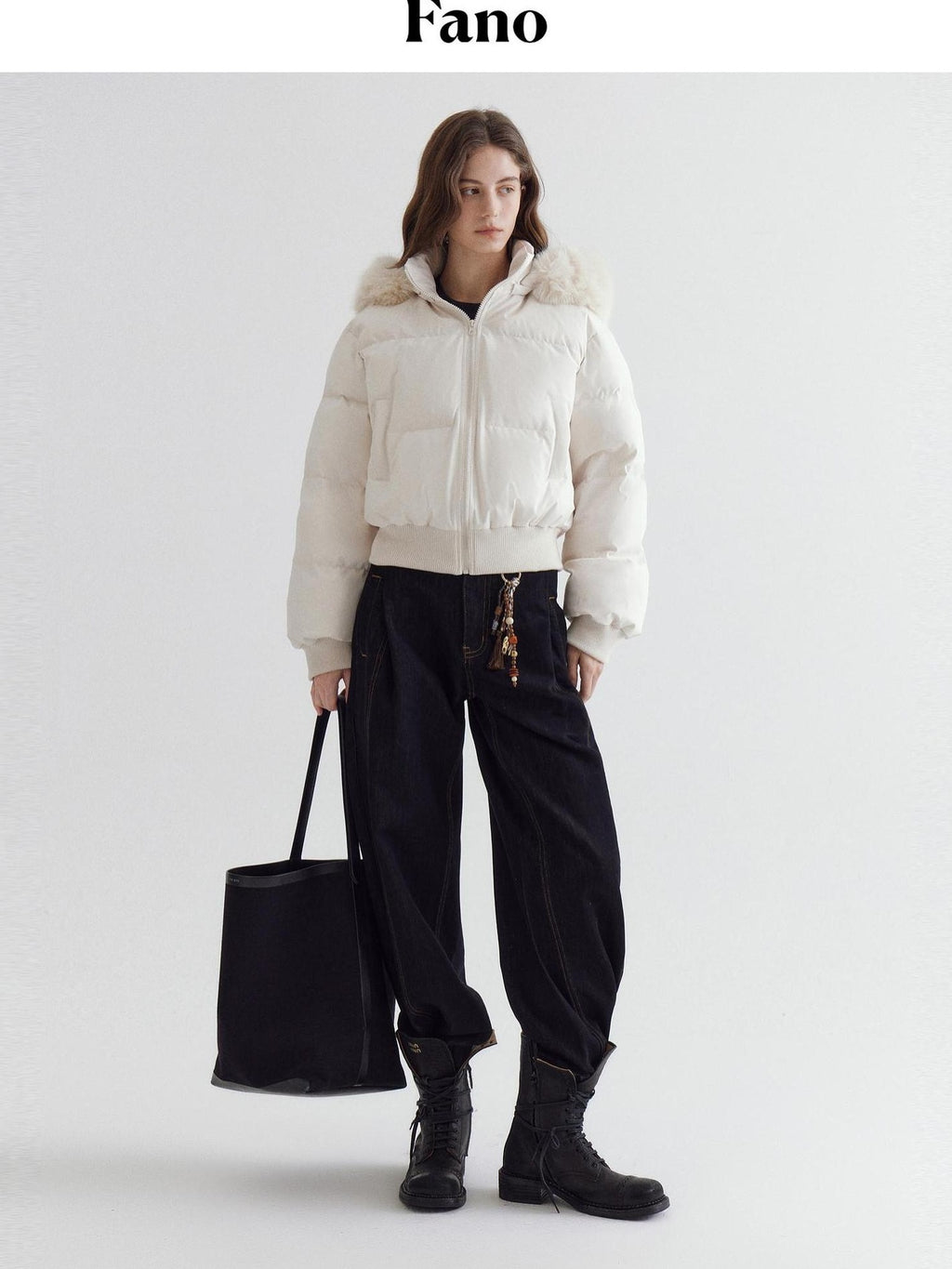 fano 90% White Duck Down Warm Hooded Korean Commuter High Waist Women Down Jackets