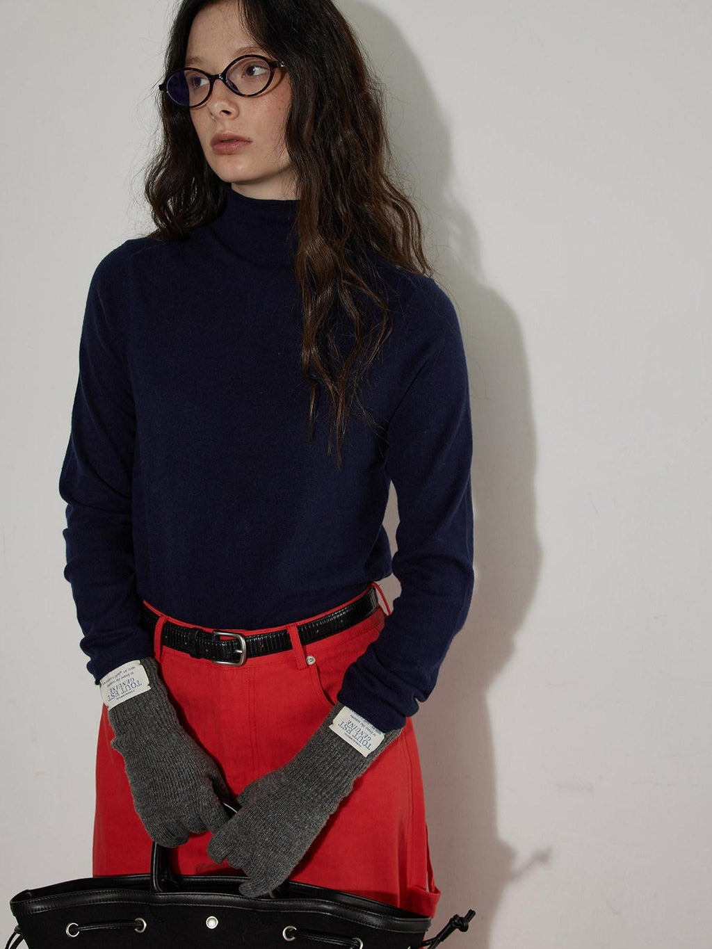 Lofi choose Cozy Modal Wool Blend Polka Dot Turtleneck Loose Fit Women Office Knit Sweaters