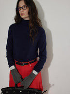 Lofi choose Cozy Modal Wool Blend Polka Dot Turtleneck Loose Fit Women Office Knit Sweaters