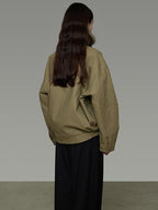 unspoken Thick Fleece Lined Fur Collar Loose Minimal Commuter Women Sage Puffer Jackets