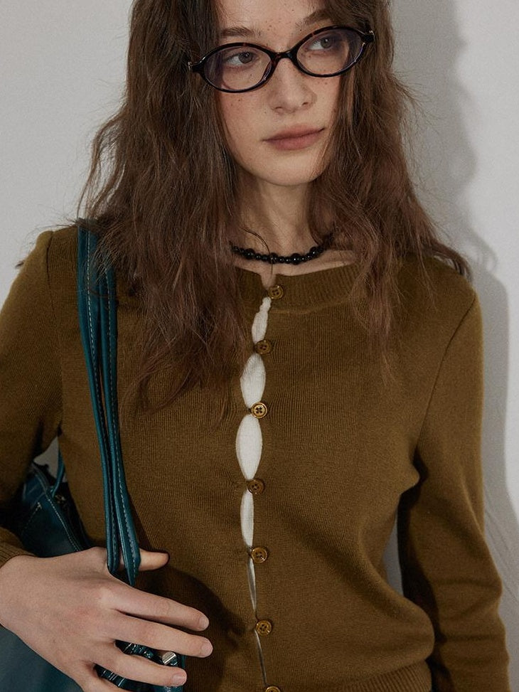 Lofi choose Cozy Button Front Relaxed Office Women Knit Long Sleeve Round Neck Cardigans
