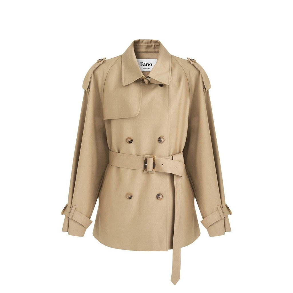 fano_Double_Breasted_Short_Loose_Fit_Commuter_For_Women_Khaki_Pink_Beige_Trench_Coats_MISSTT