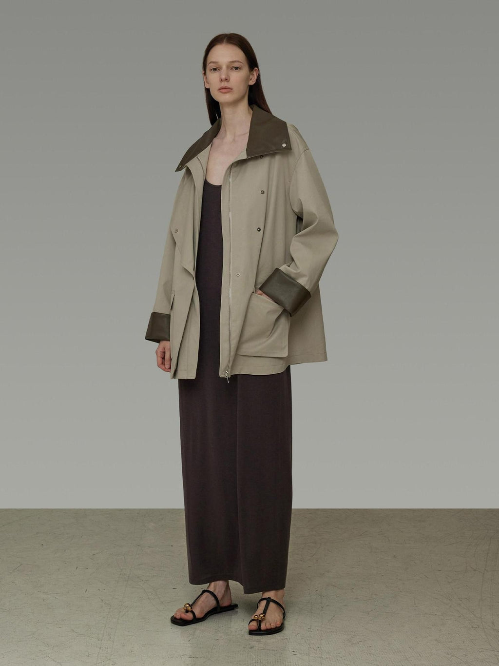 unspoken Pure Cotton Loose Mid Length Single Breasted Women Commuter Khaki Trench Coats