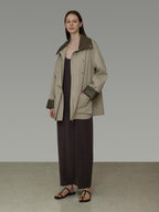 unspoken Pure Cotton Loose Mid Length Single Breasted Women Commuter Khaki Trench Coats
