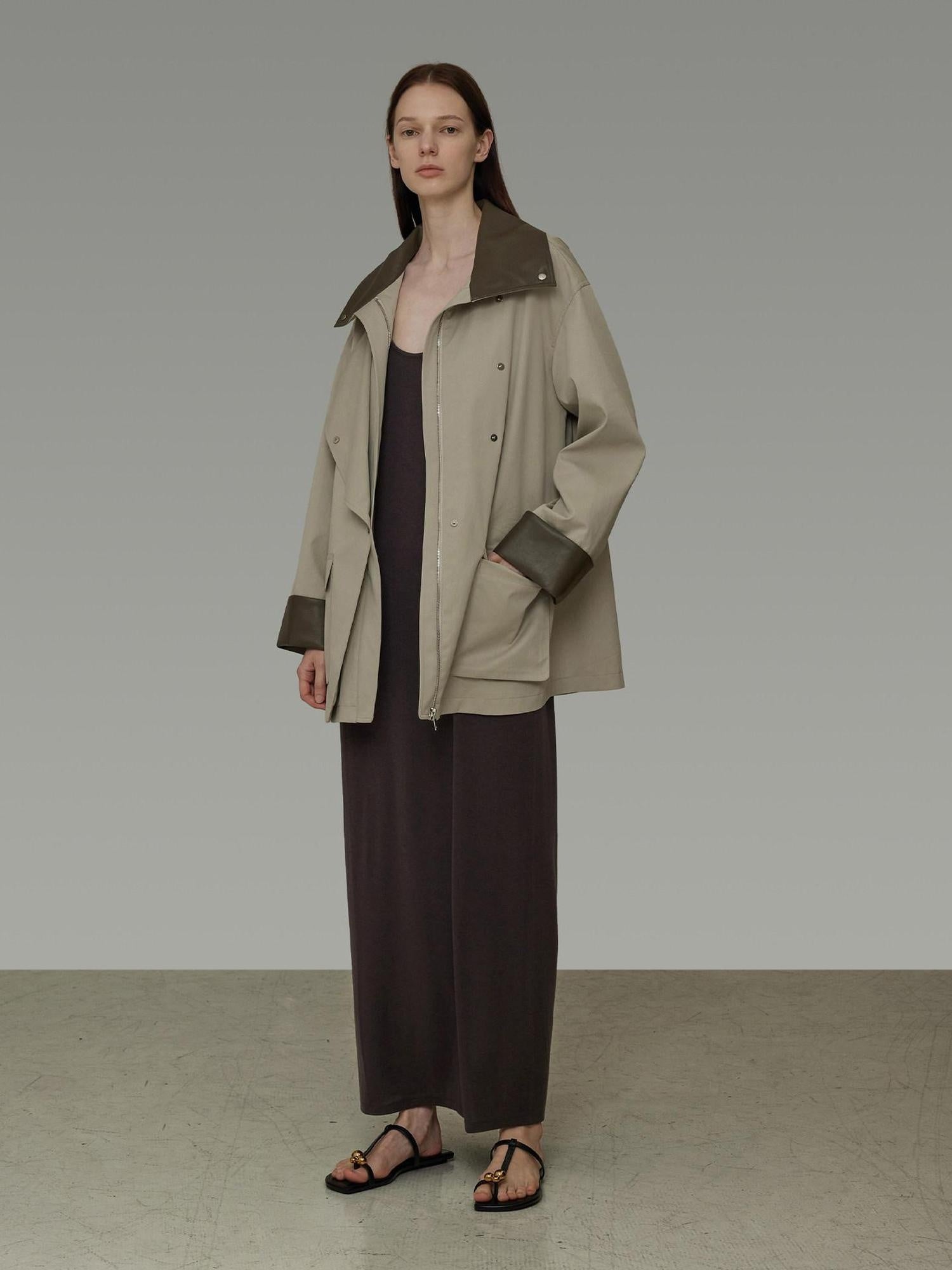 unspoken Pure Cotton Loose Mid Length Single Breasted Women Commuter Khaki Trench Coats