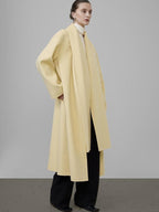 unspoken 100 Percent Wool Bright Yellow Long Straight Minimalist Office Wool Coats