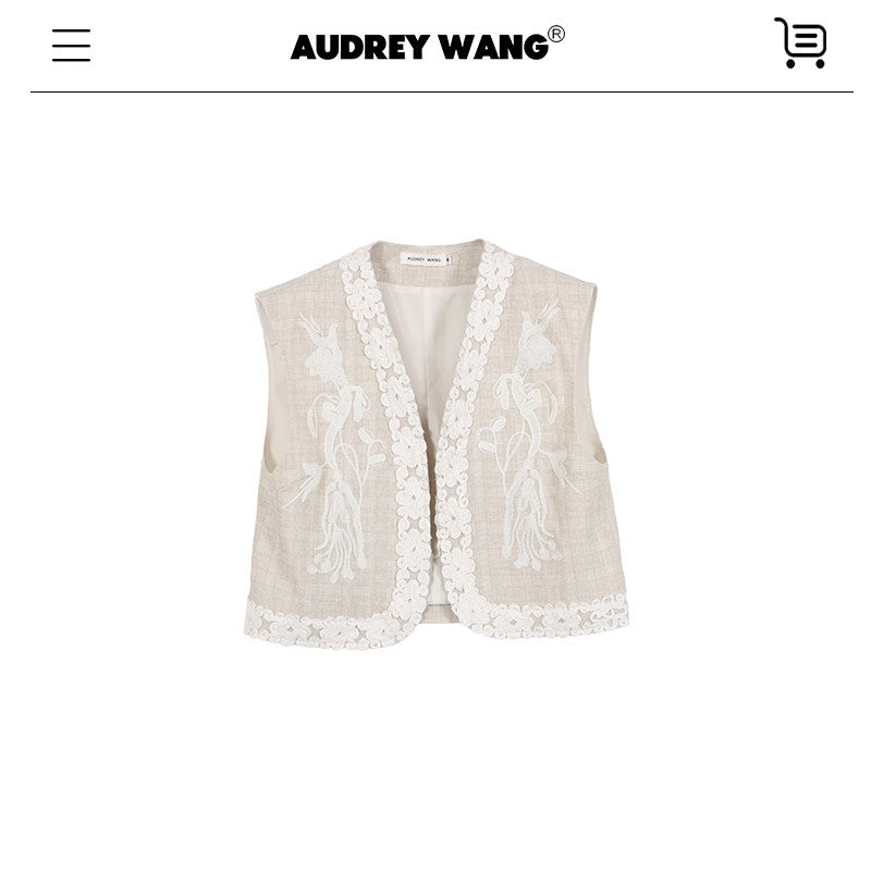audreyyang_Linen_Blend_V-neck_Vest_Trousers_Solid_Minimal_Original_Design_Top_&_Pants_Sets_MISSTT