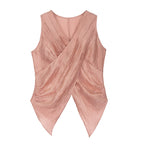 someonesometimes Ribbed Patchwork Zip Front Commuter Strappy Loose Fit Women Tank Tops