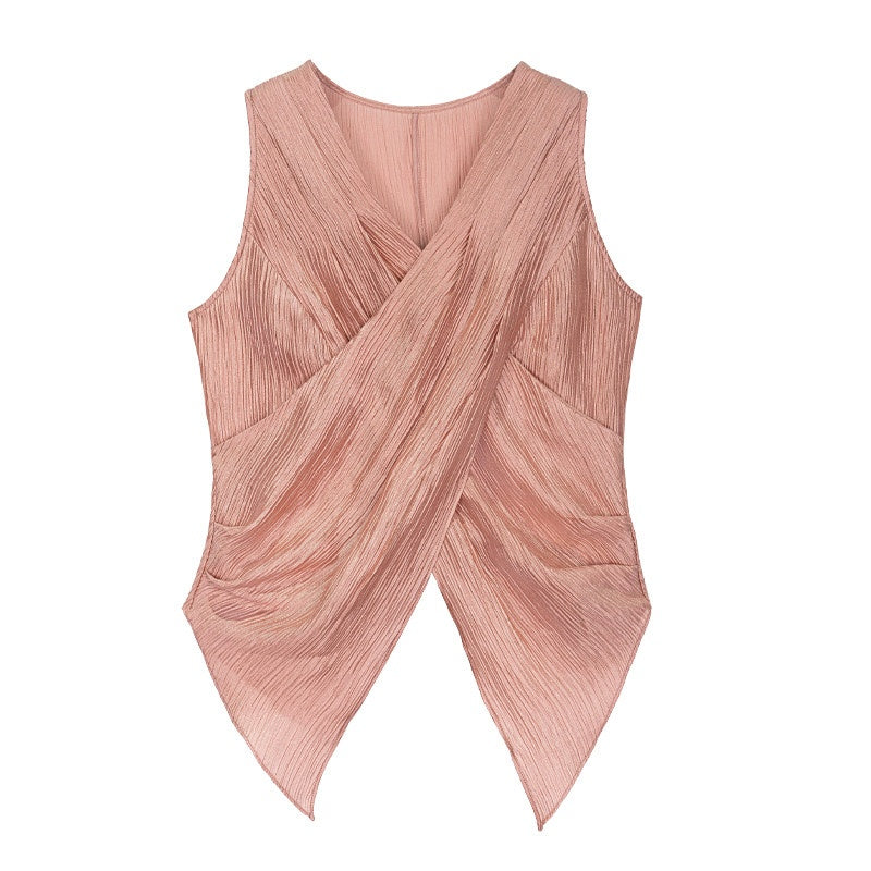 someonesometimes Ribbed Patchwork Zip Front Commuter Strappy Loose Fit Women Tank Tops