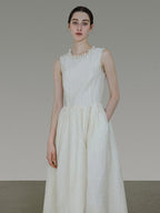 unspoken Polyester Blend A Line Fitted Waist Round Neck Sleeveless Casual Maxi Dresses