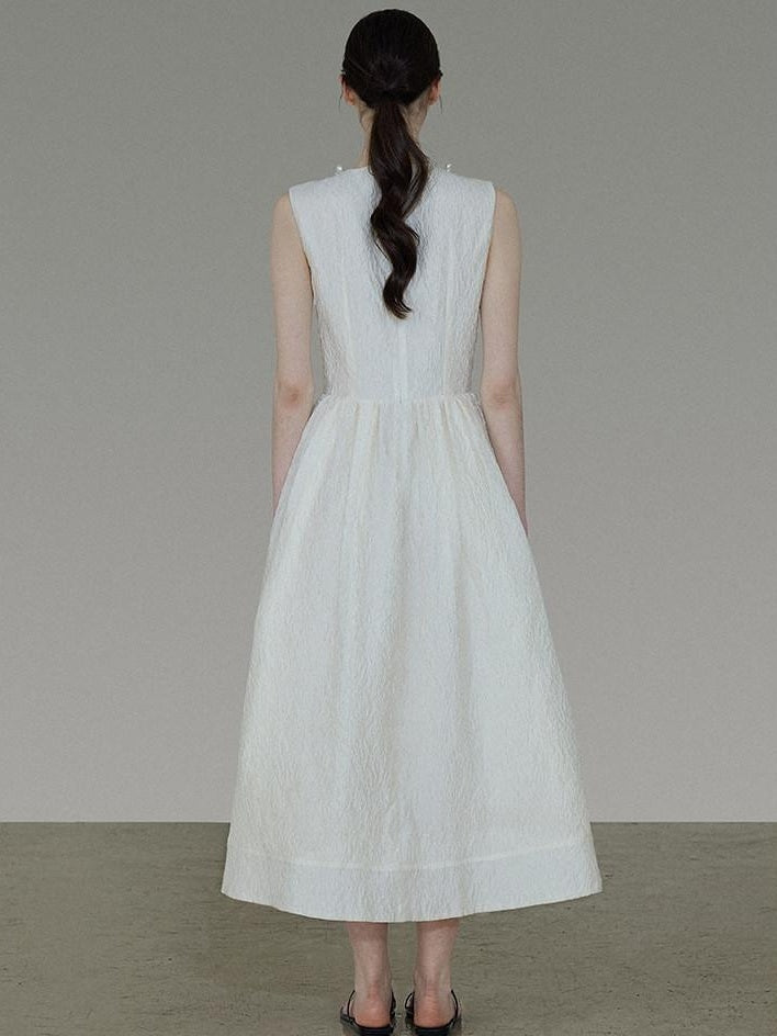 unspoken Polyester Blend A Line Fitted Waist Round Neck Sleeveless Casual Maxi Dresses
