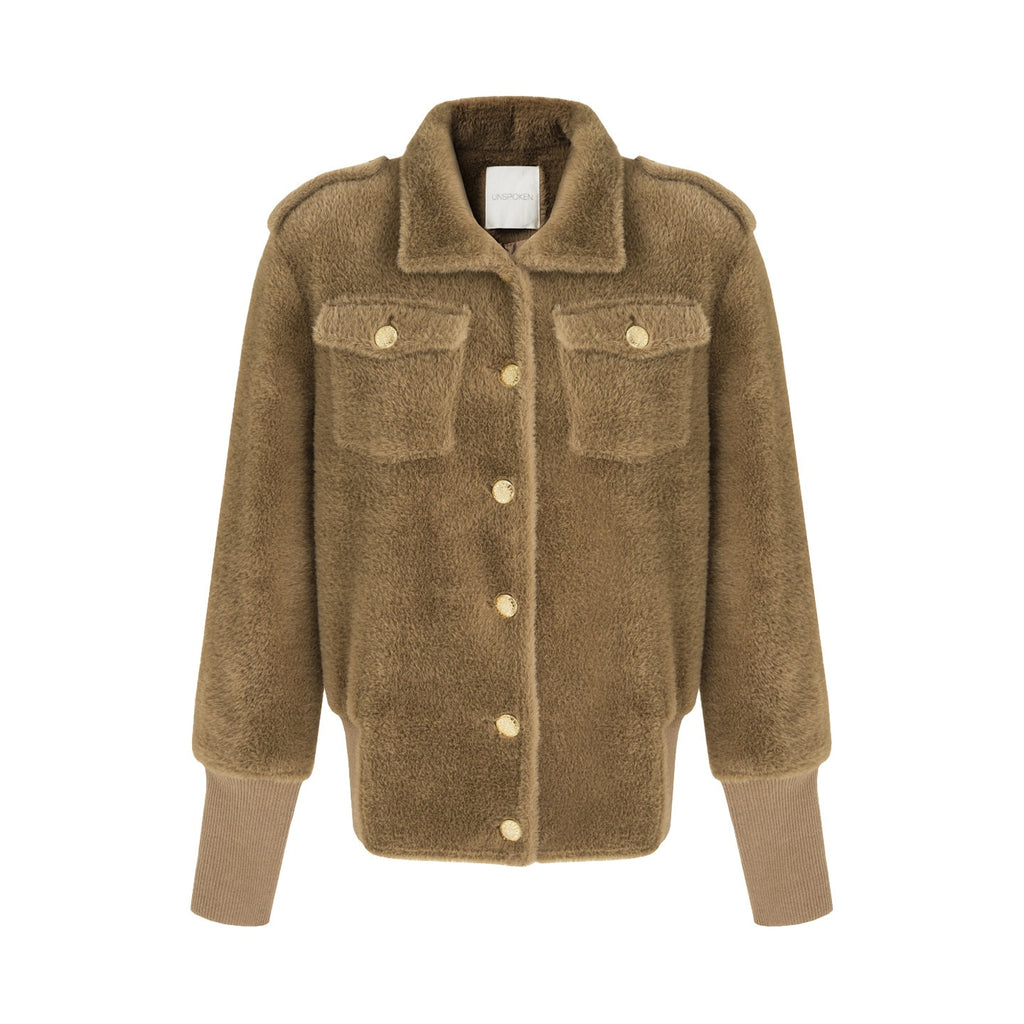 unspoken_Thick_Warm_Stand_Collar_Slim_Fit_Minimal_Office_Brown_Nylon_Blend_Short_Coat_MISSTT