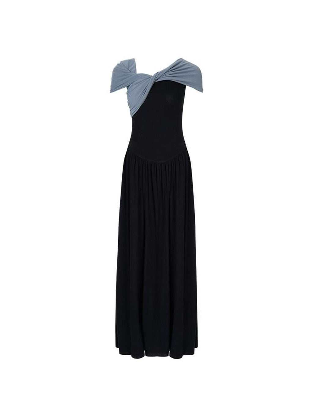 unspoken High Waist Colorblock V-neck A Line Viscose Knit Casual Women Maxi Dresses