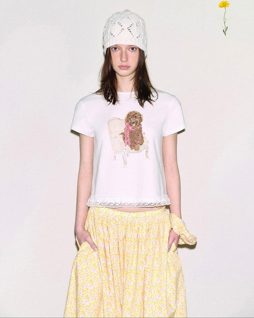 fano Cotton Blend Animal Print Slim Cropped Round Neck Short Sleeve T-Shirts