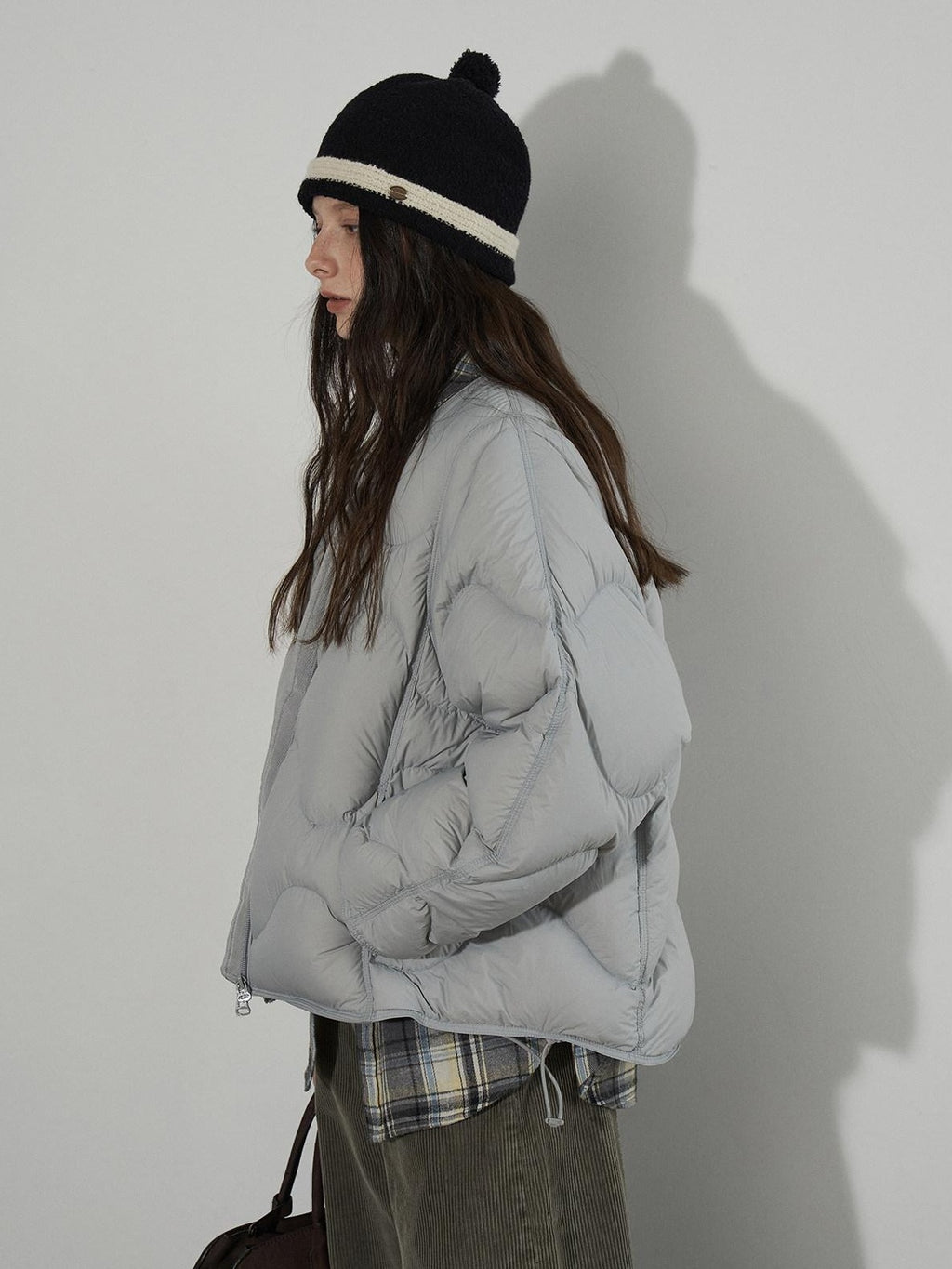 Lofi choose Ultra Warm 90 Percent White Duck Down Loose Commuter Wavy Zip Down Jackets
