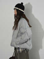 Lofi choose Ultra Warm 90 Percent White Duck Down Loose Commuter Wavy Zip Down Jackets