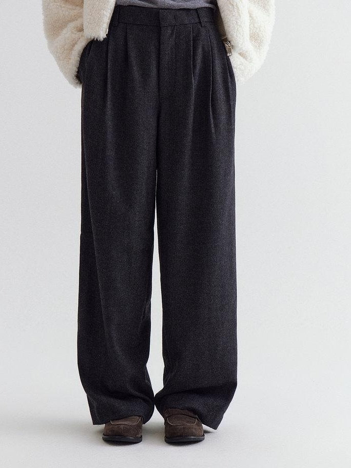 fano High Waist Minimalist Straight Leg Long Deep Gray Women Casual Pants