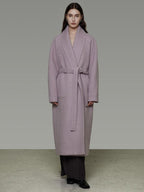 unspoken Cozy Thick Lambswool Midlength Loose Fit Minimalist Commuter Lavender Wool Coats