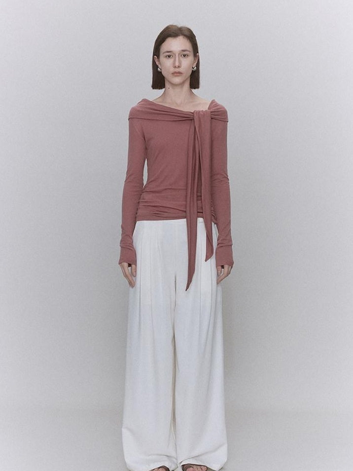 someone sometimes Soft Lyocell Wool Blend Office Commuter Women Cherry Pink Long Sleeve T-Shirts