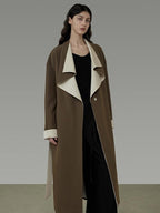 unspoken Minimalist Office Loose Longline Poly Blend Women Green Trench Coats
