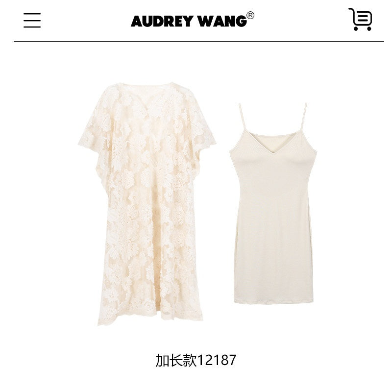 audreyyang_Comfortable_Polyester_Insta_Loose_Fit_V-neck_Short_Sleeve_A_Line_Maxi_Dresses_MISSTT