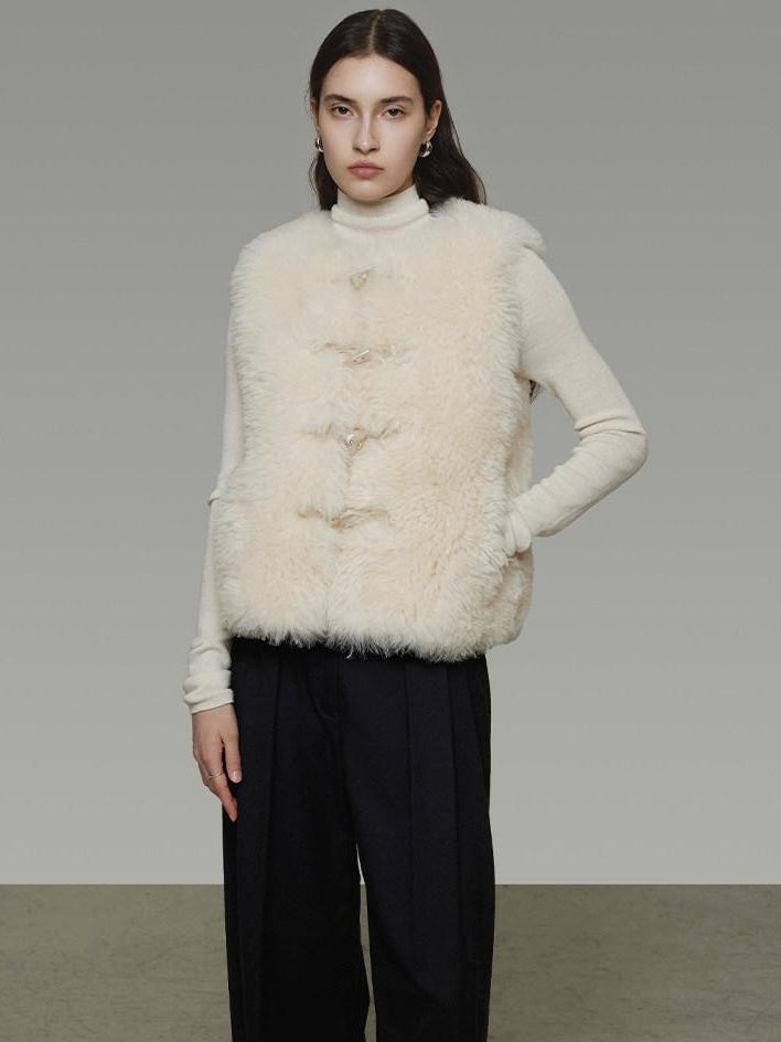 unspoken Wool Fleece Lined Single Button V-neck Tailored Workwear Beige Cropped Jackets