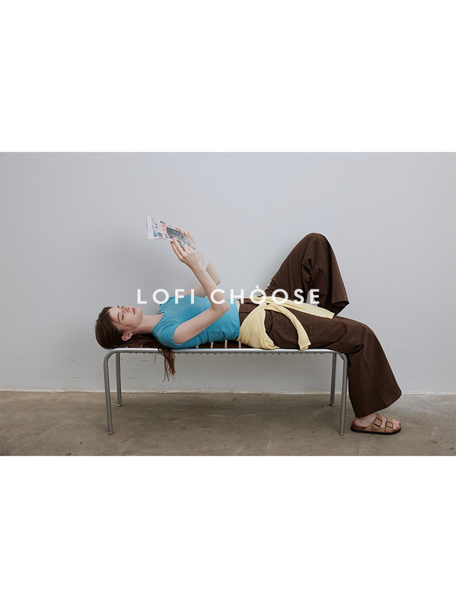 Lofi choose Loose Fit Round Neck Commuter Office Red Blue Short Sleeve T-Shirts