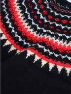 audreyyang Cozy Thick Oversized Geometric Totem Crewneck Women Wool Blend Sweaters