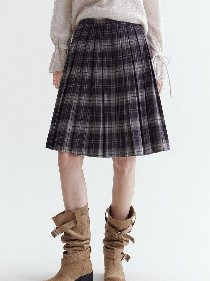 fano Pure Cotton Pleated A Line Mid Rise Classic Workwear Women Midi Skirts