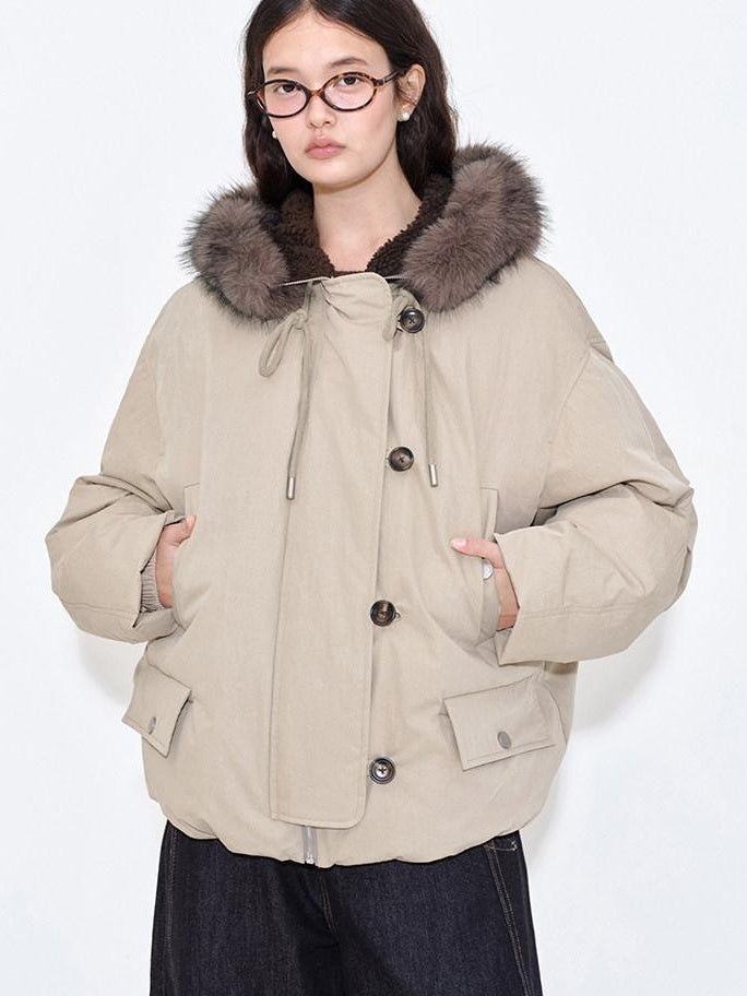 fano 90 White Duck Down Warm Commuter Straight Fit Patchwork Khaki Women Down Jackets