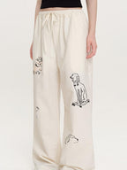 fano Lightweight Nylon Blend Korean Commuter Wide Leg Waist Zip Fly Sweatpants