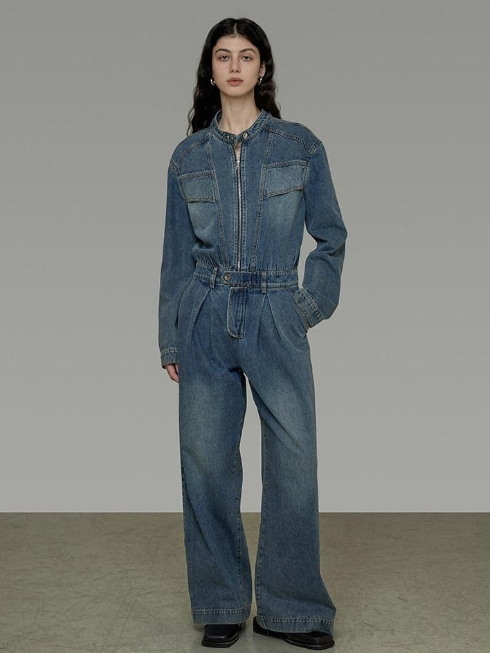unspoken High Waisted Wide Leg Cotton Blend Office Commuter Blue Top & Pants Sets