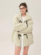 ikyou Thick Insulated Minimalist Commuter Straight Fit Stand Collar Apricot Short Coat