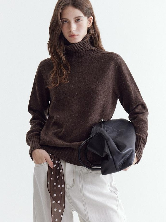 fano Cozy 100% Wool Turtleneck Casual Regular Fit Young Women Pullover Sweaters